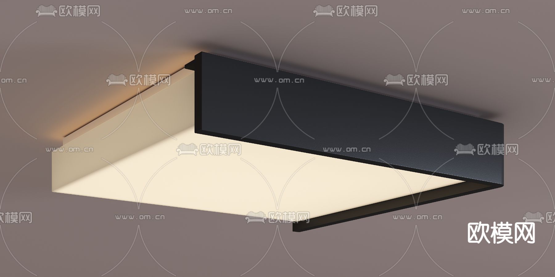 现代方形吸顶灯su模型下载（渲染图3）