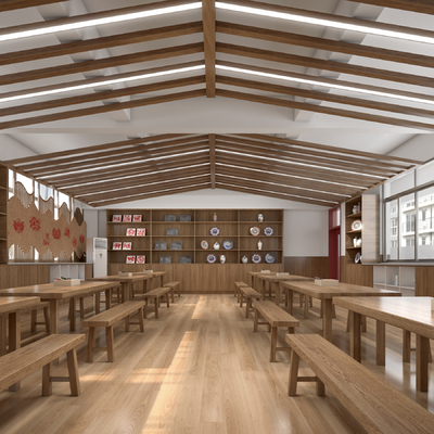  新中式剪纸文化教室su模型 