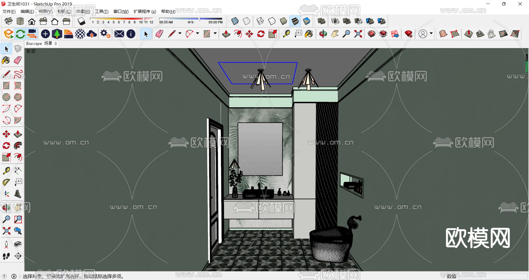 简欧卫生间 浴室su模型下载（渲染图2）