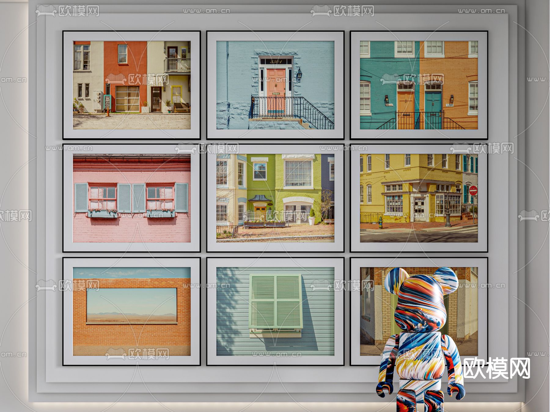 北欧城市风景装饰画su模型下载（渲染图2）