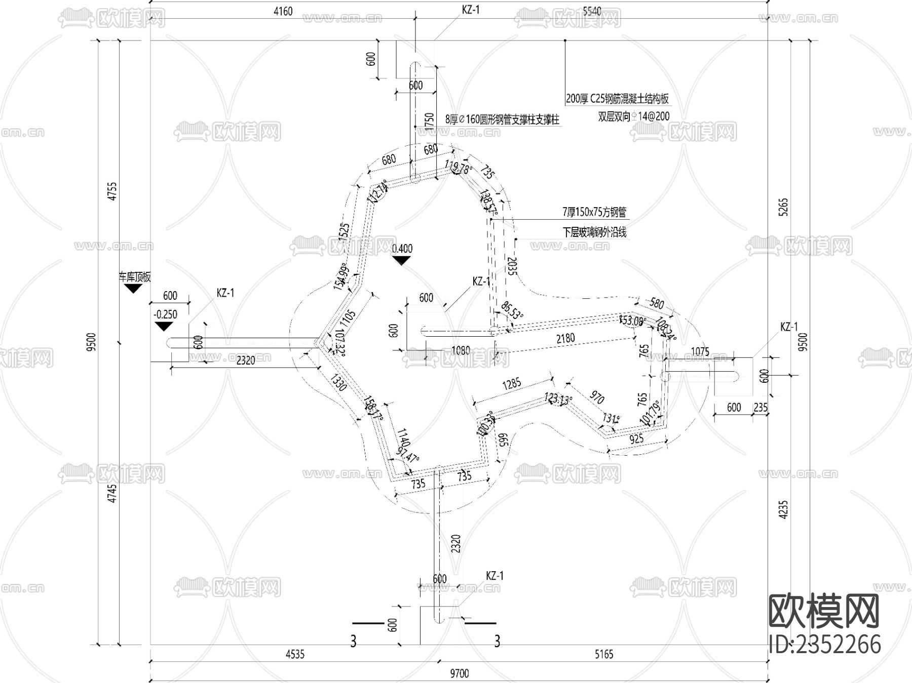 现代特色廊架CAD节点大样下载（渲染图5）