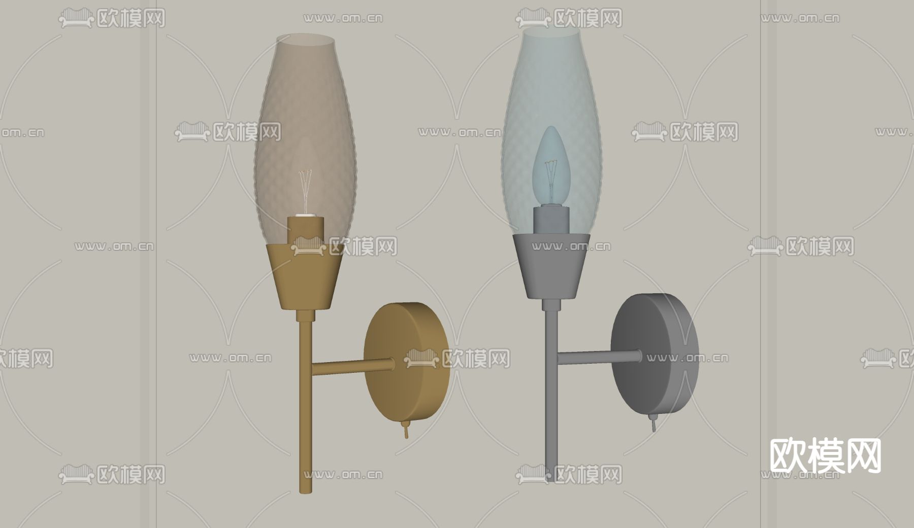 现代玻璃金属壁灯su模型