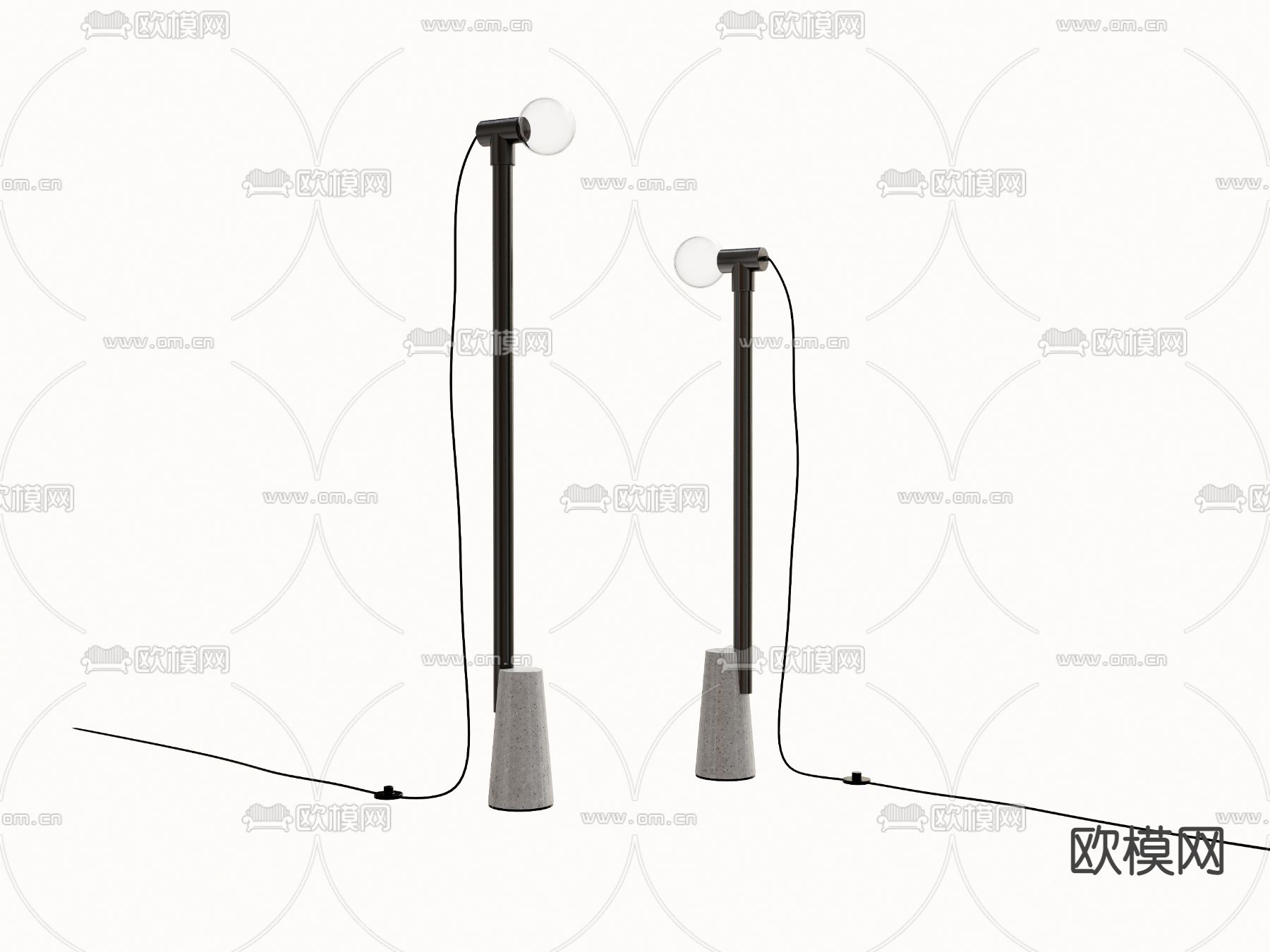 现代灯泡落地灯su模型下载