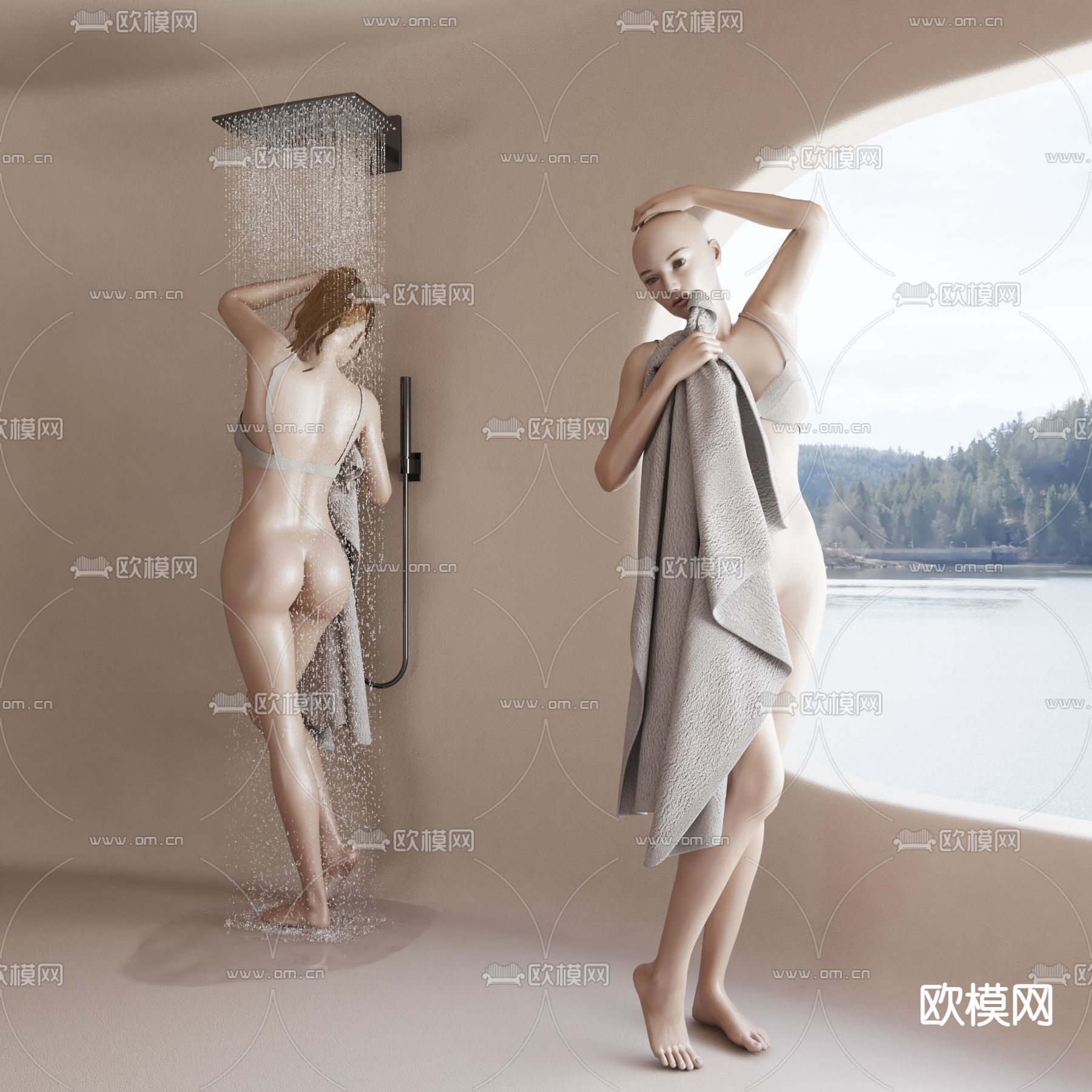 现代女人人物3d模型下载