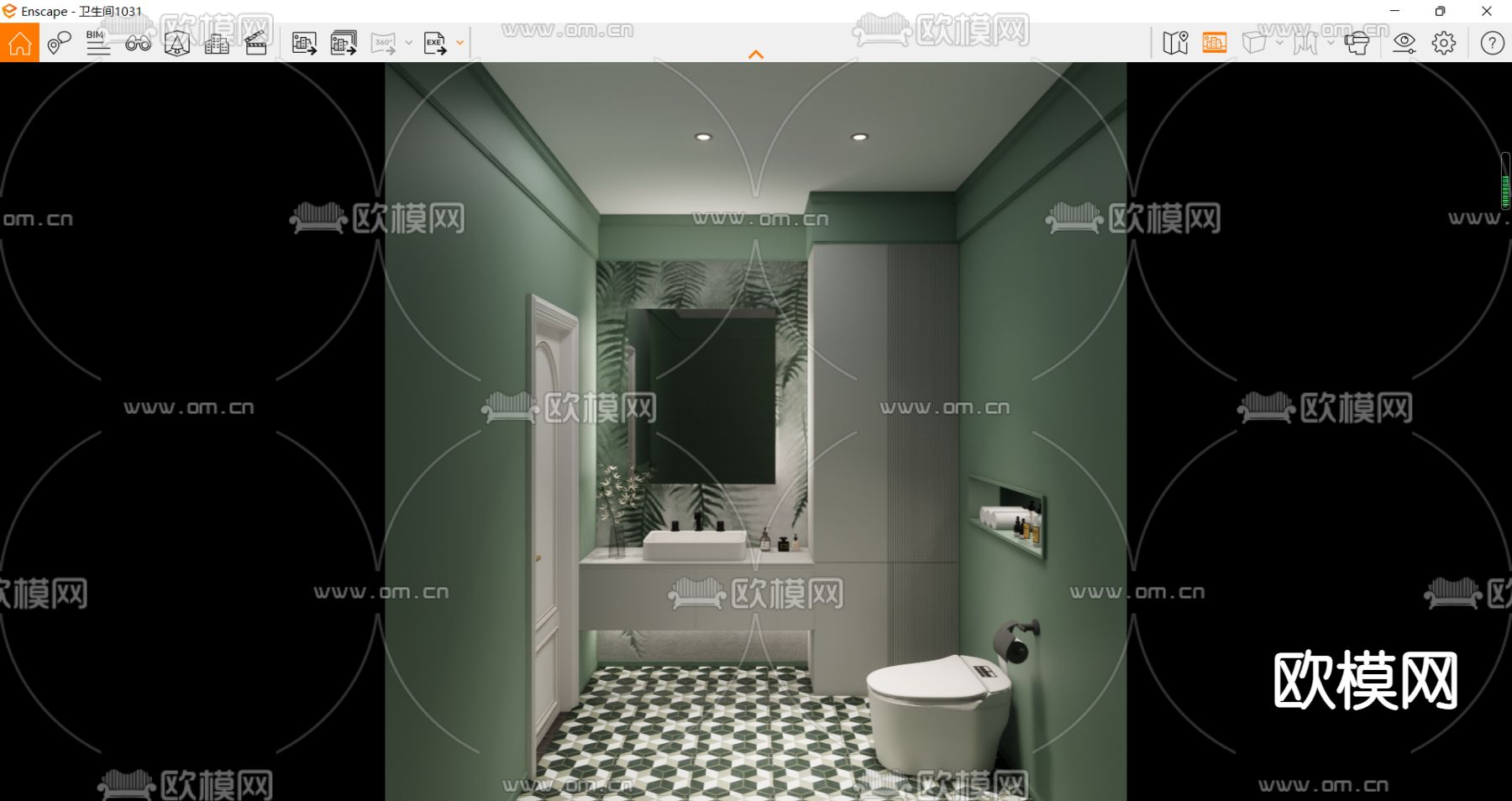 简欧卫生间 浴室su模型下载（渲染图3）