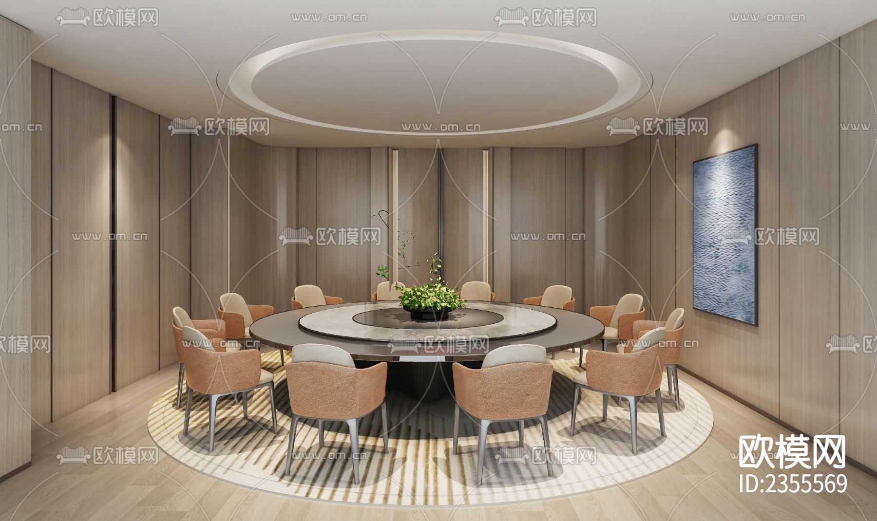 上海万科中城事业部1F&2F办公室CAD施工图下载（渲染图2）