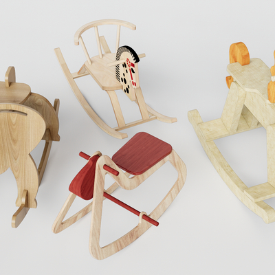  现代儿童玩具木马su模型 