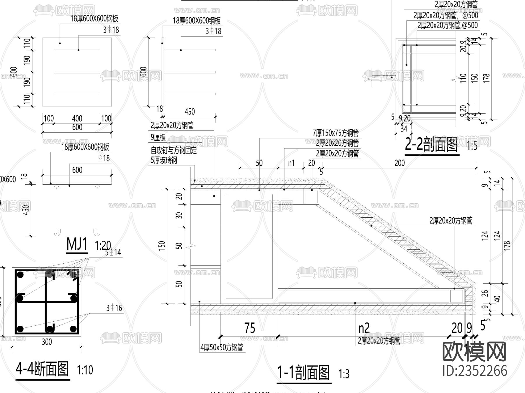 现代特色廊架CAD节点大样下载（渲染图6）