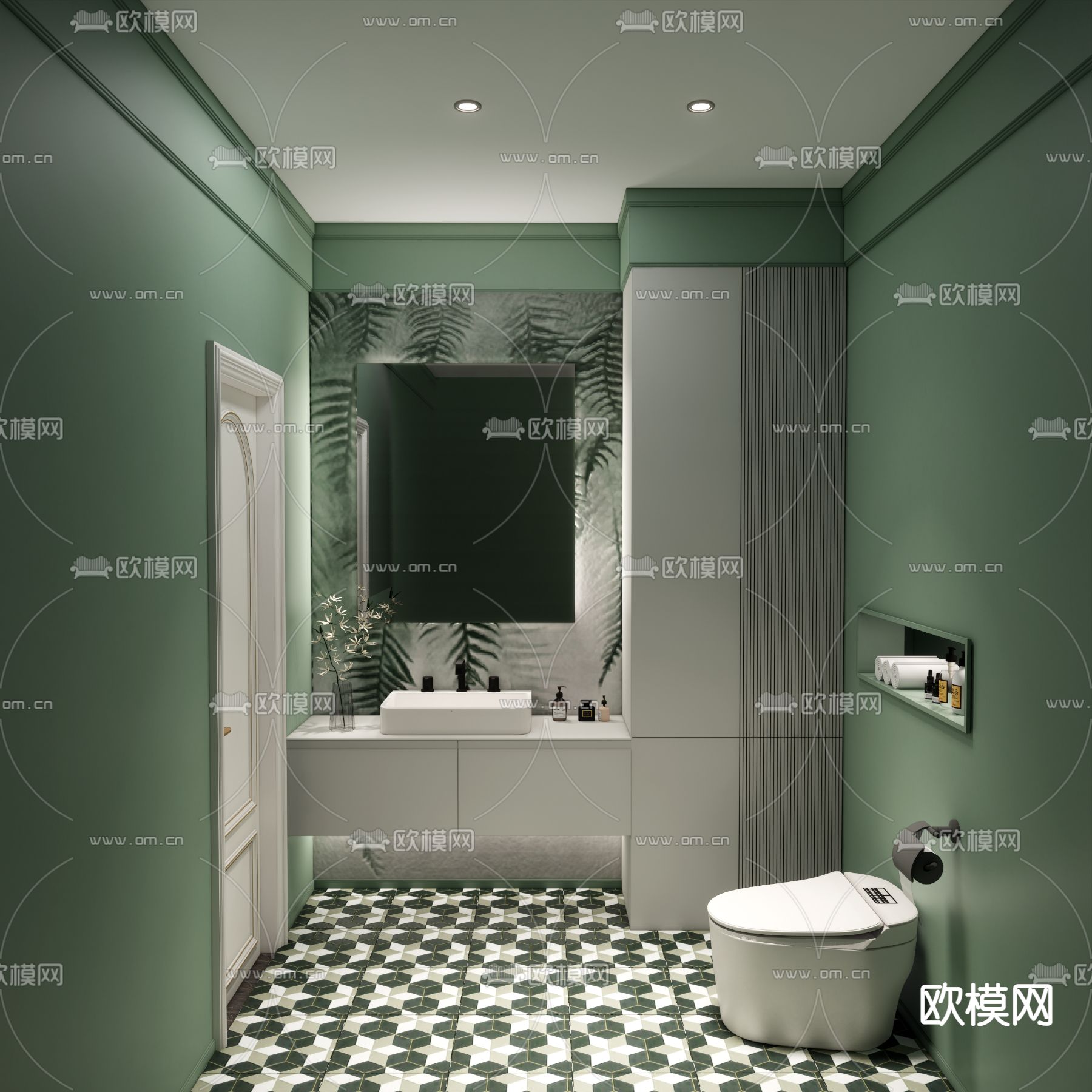 简欧卫生间 浴室su模型下载（渲染图1）