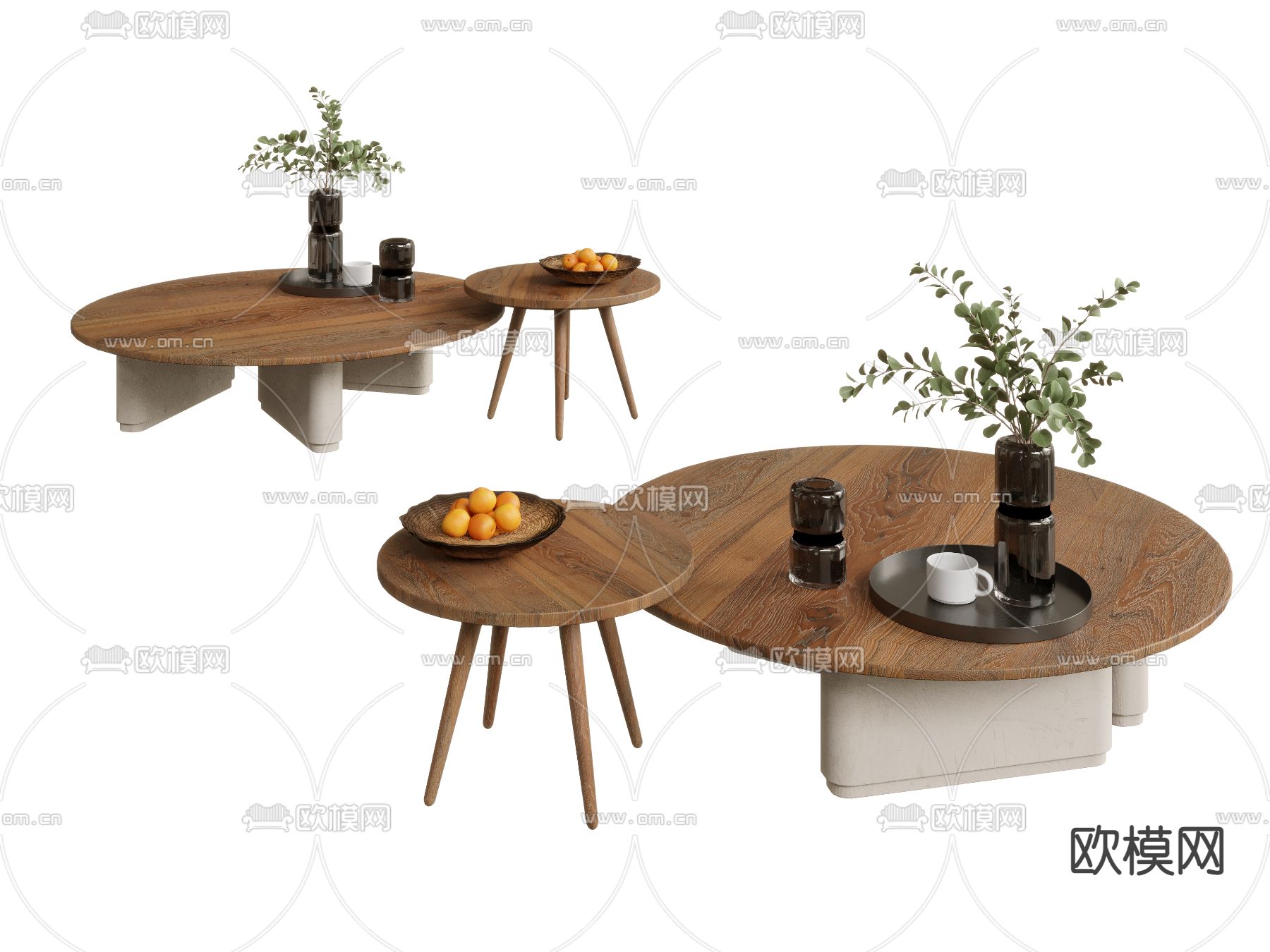 侘寂子母茶几3d模型下载