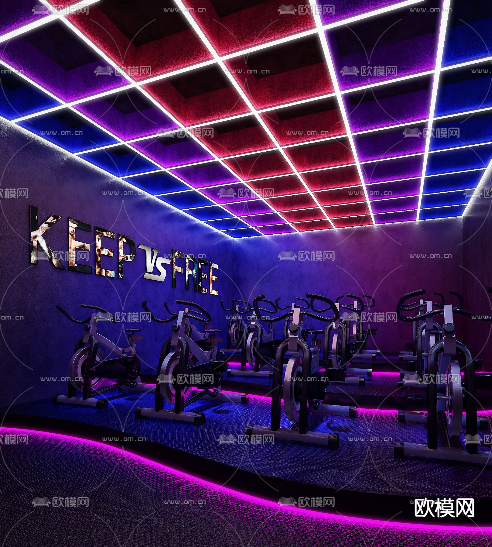 现代健身房su模型下载（渲染图1）