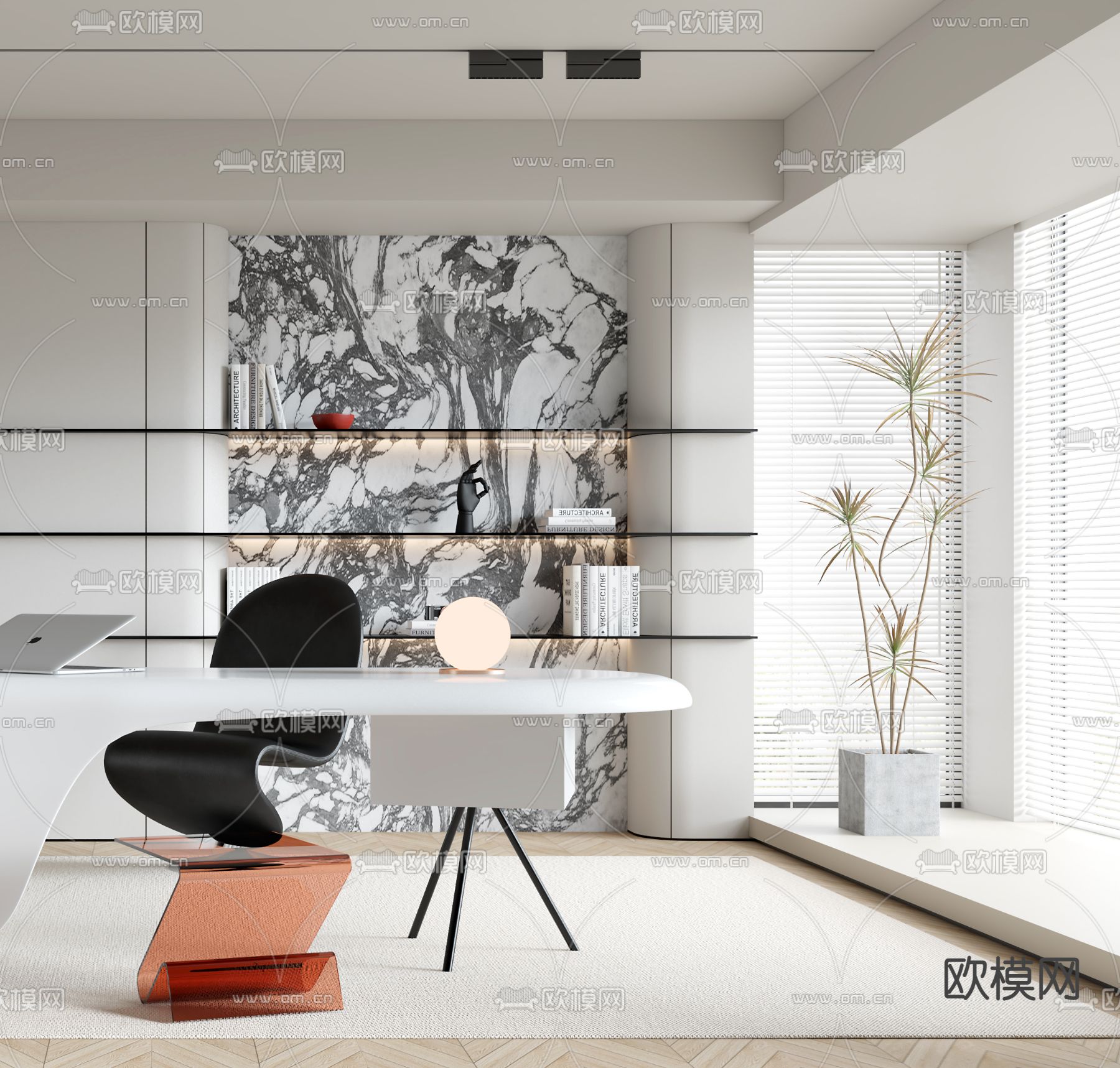 极简书房3d模型下载（渲染图2）