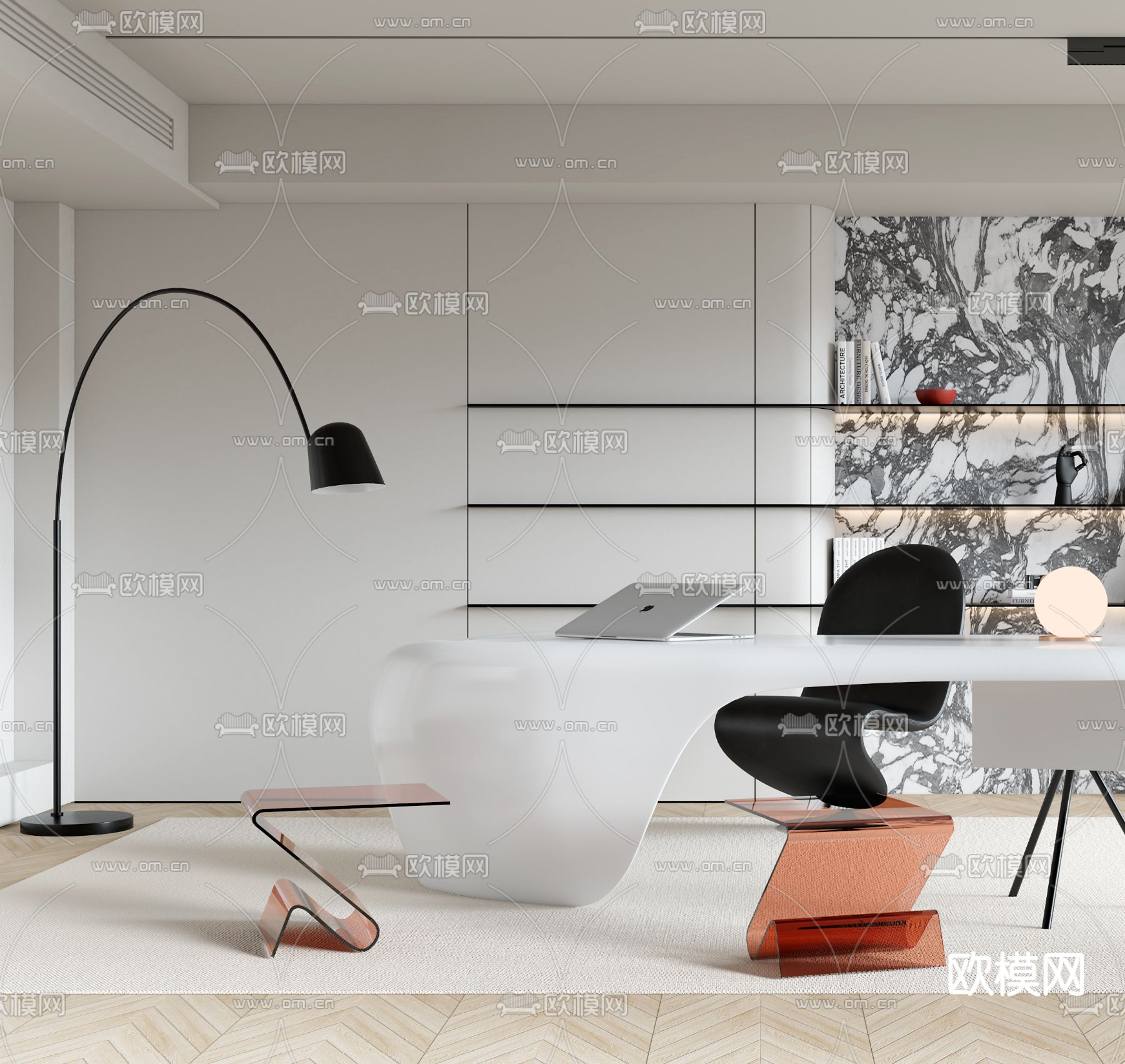 极简书房3d模型下载（渲染图3）