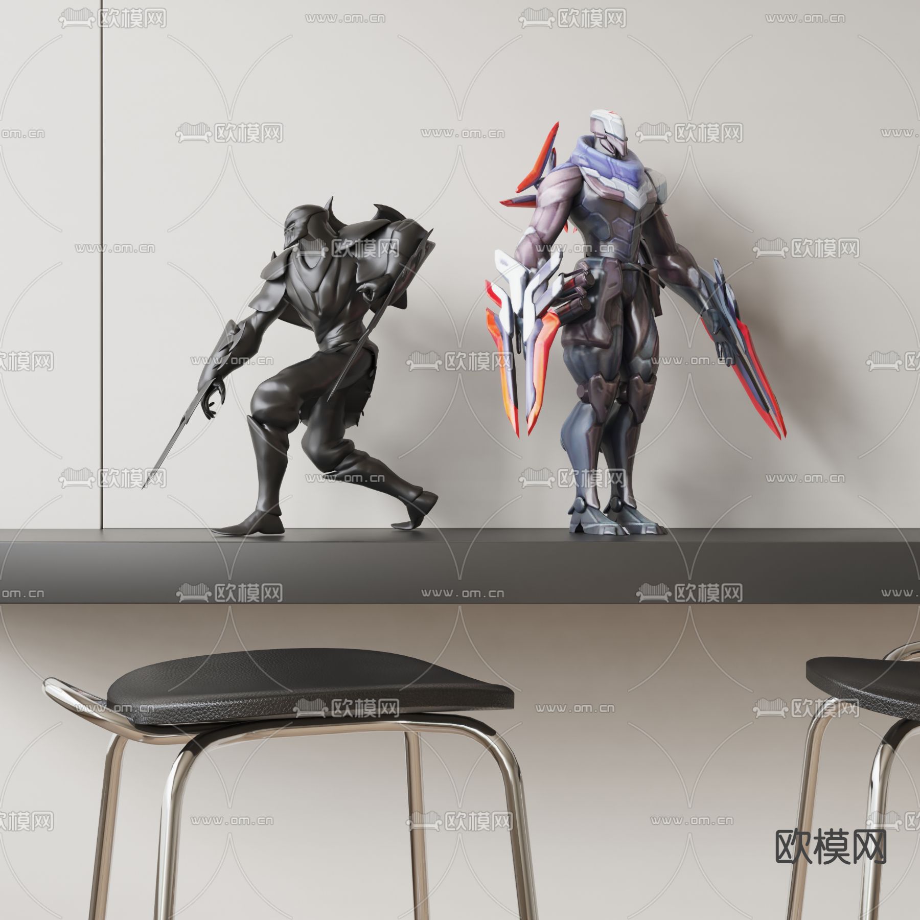 现代英雄联盟手办su模型下载（渲染图1）