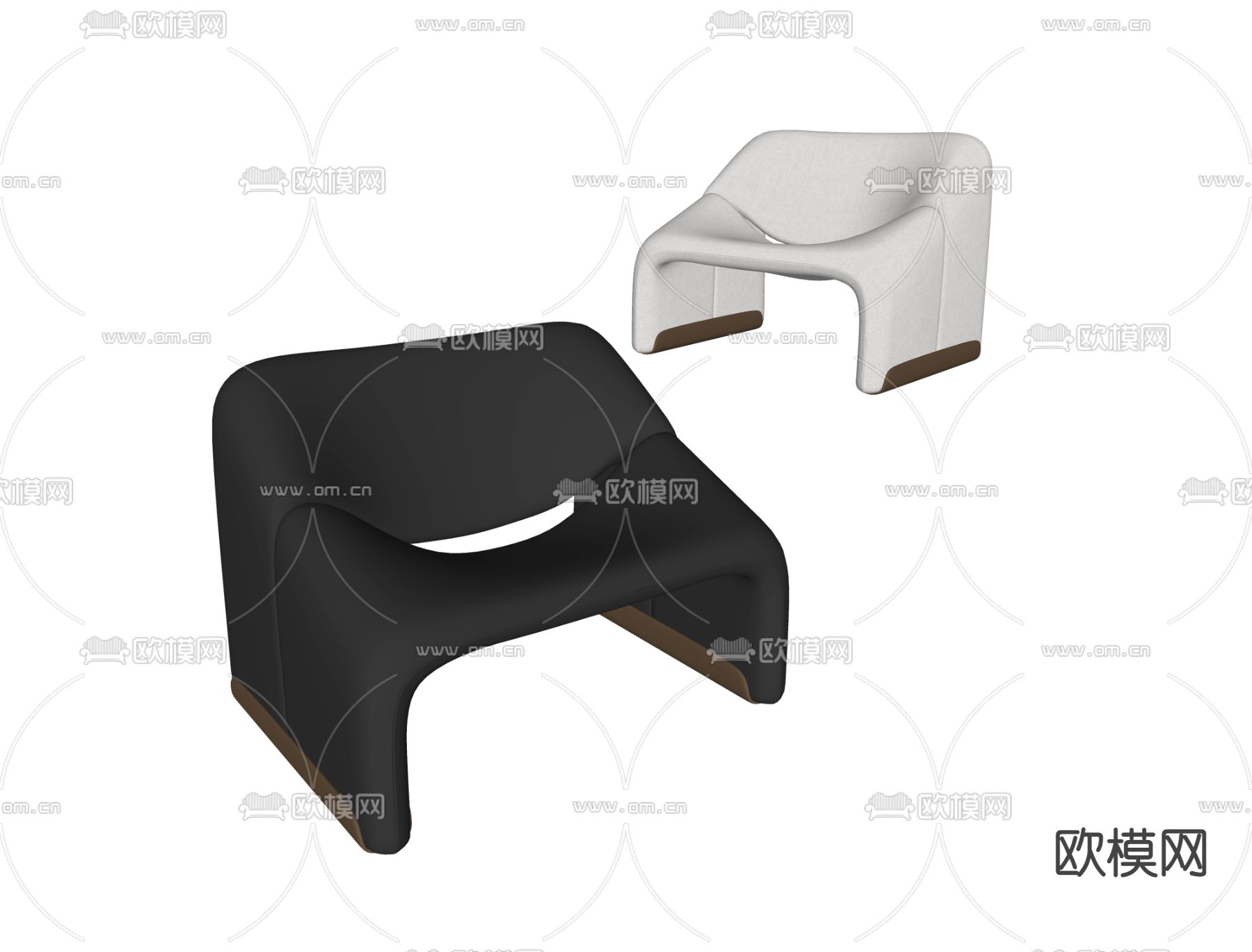 现代单人沙发su模型下载（渲染图2）