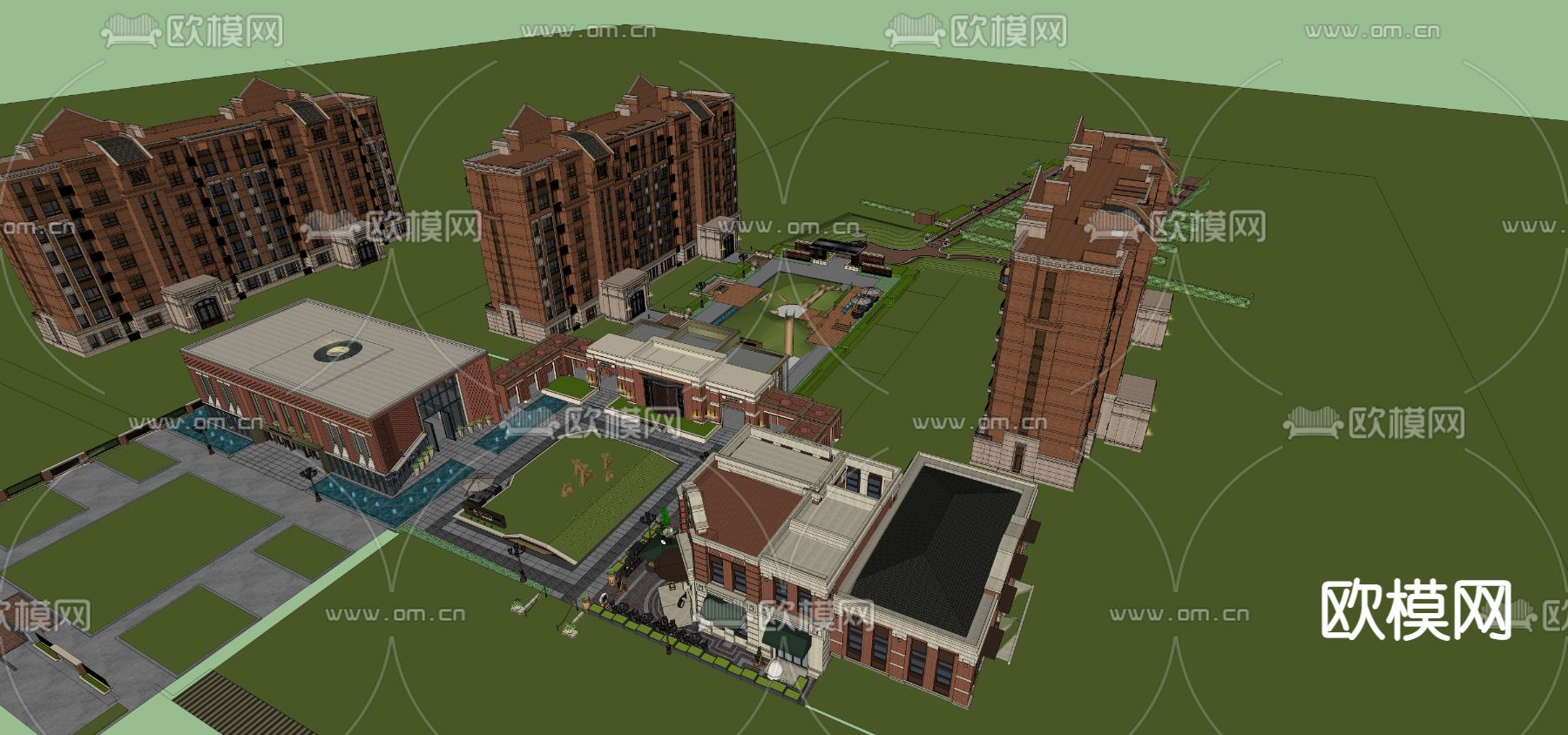 欧式售楼处外观su模型下载（渲染图5）