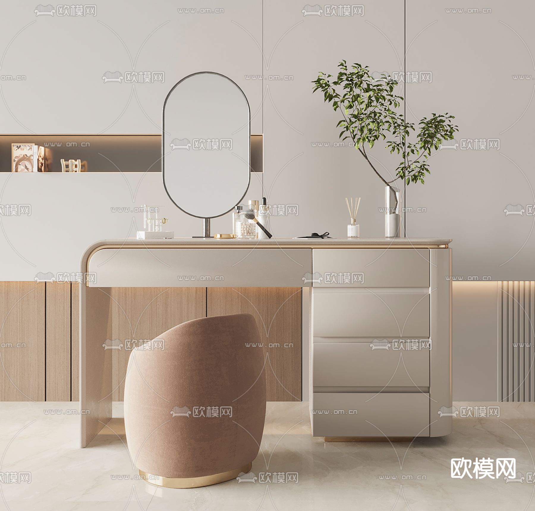现代梳妆台3d模型下载