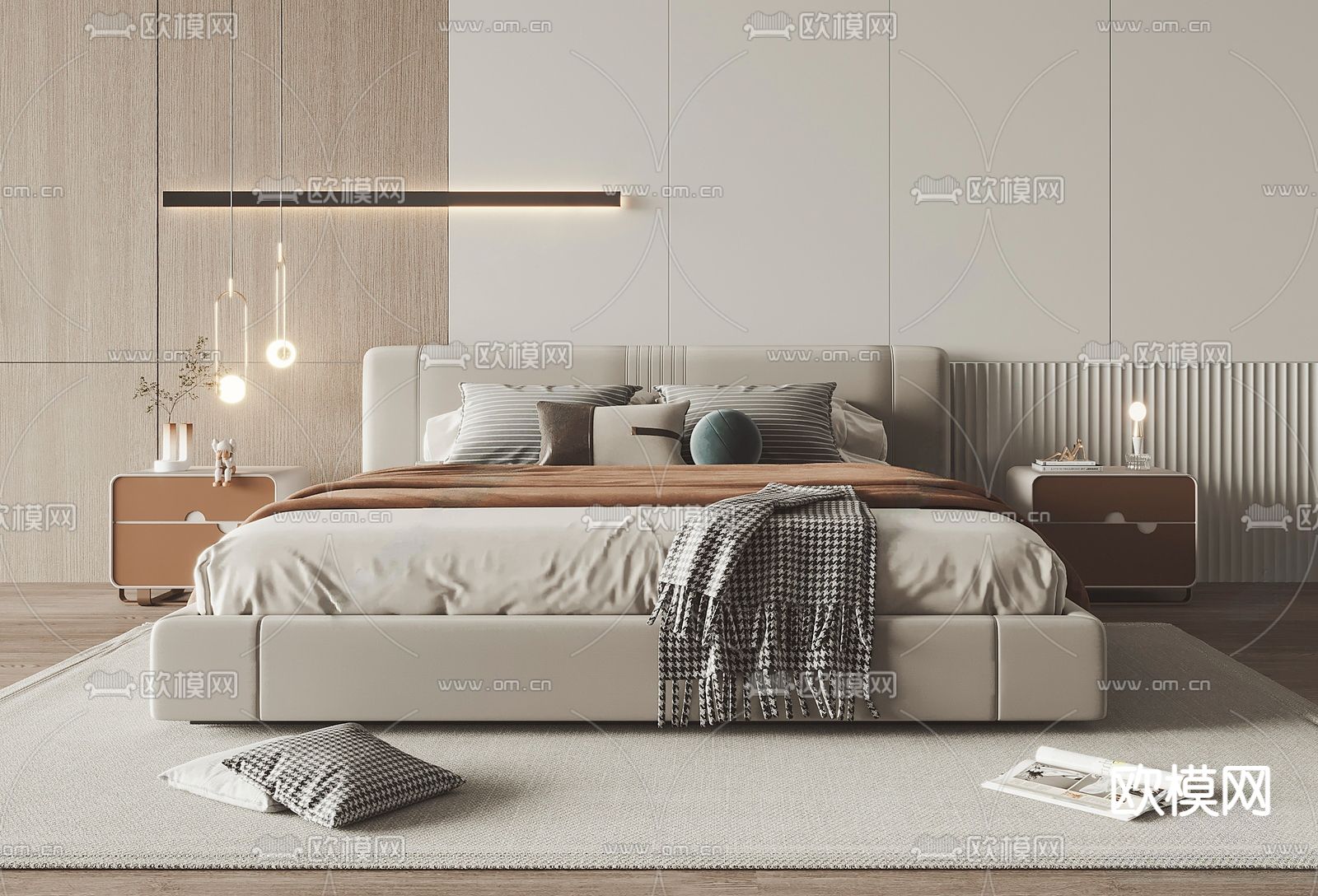 米洛提Minotti 双人床su模型下载_ID12188529_sketchup模型下载-欧模网