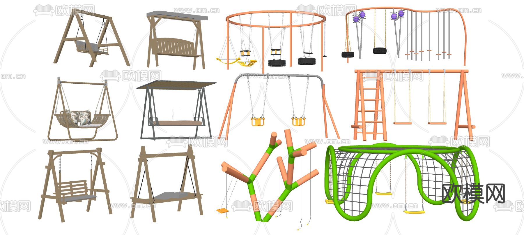 户外吊椅 秋千su模型