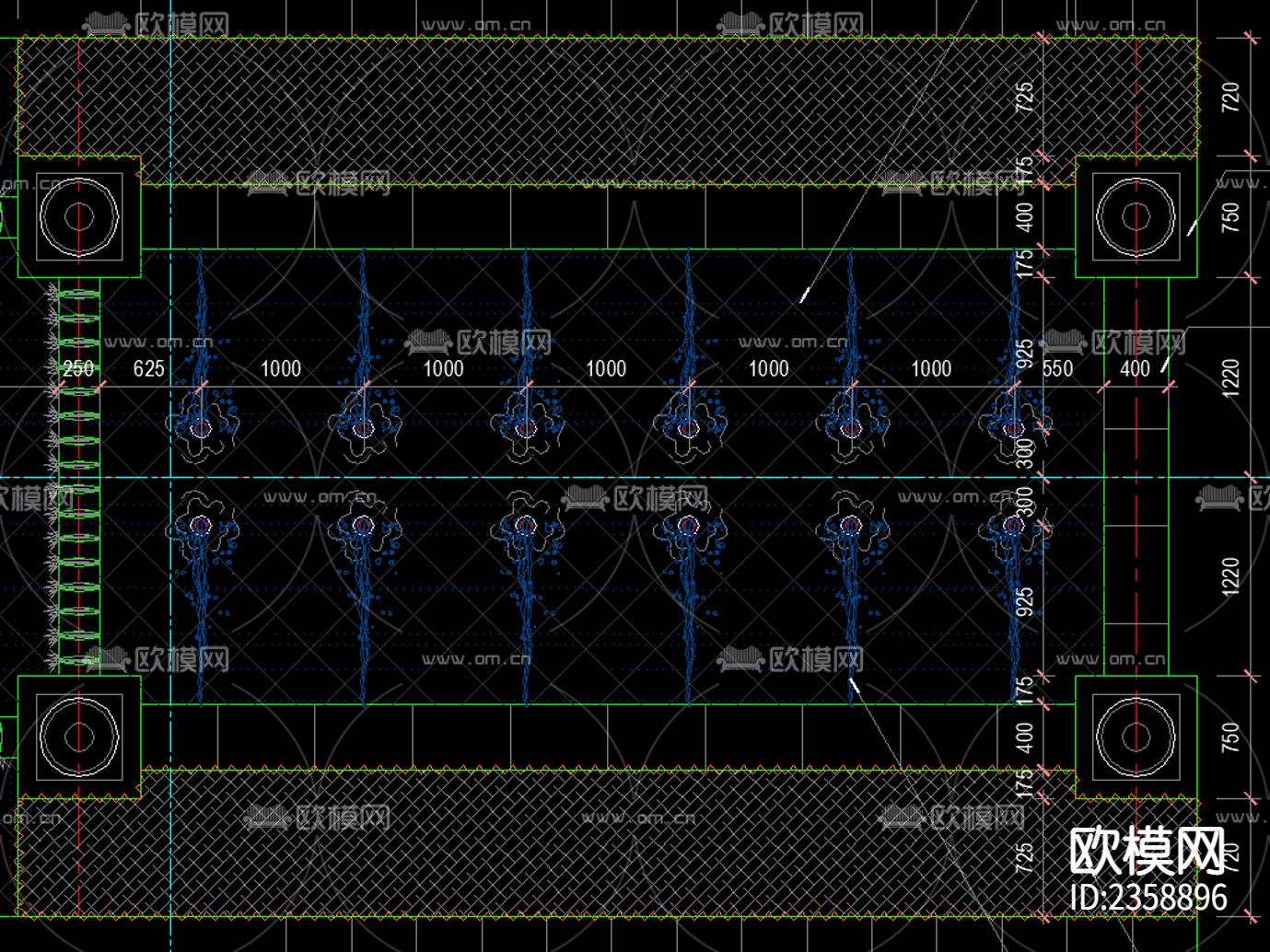 欧式简约 镜面 喷泉水景CAD施工图下载（渲染图3）