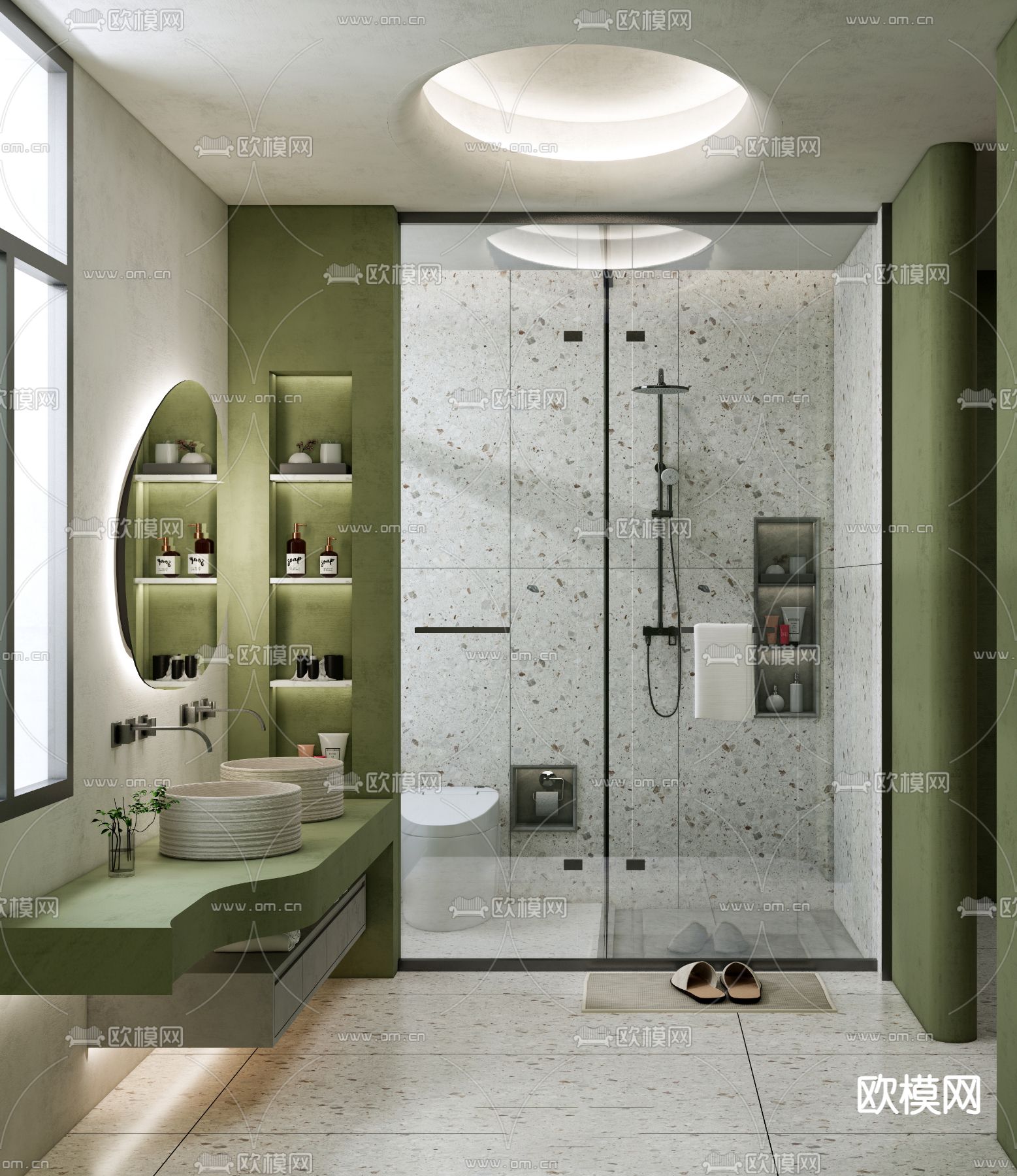 北欧卫生间浴室su模型下载（渲染图2）