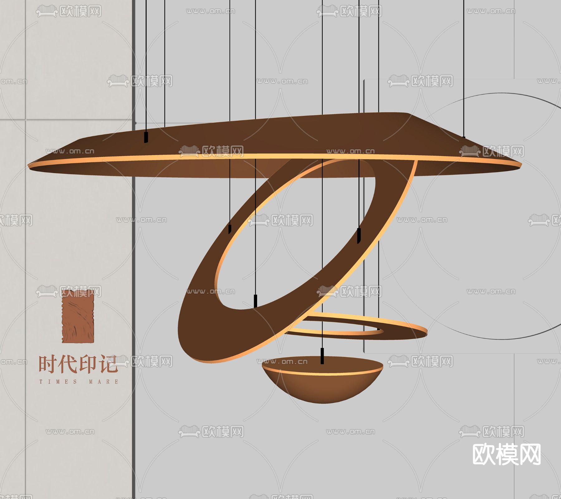 轻奢水纹金属吊灯 大吊灯su模型下载（渲染图2）