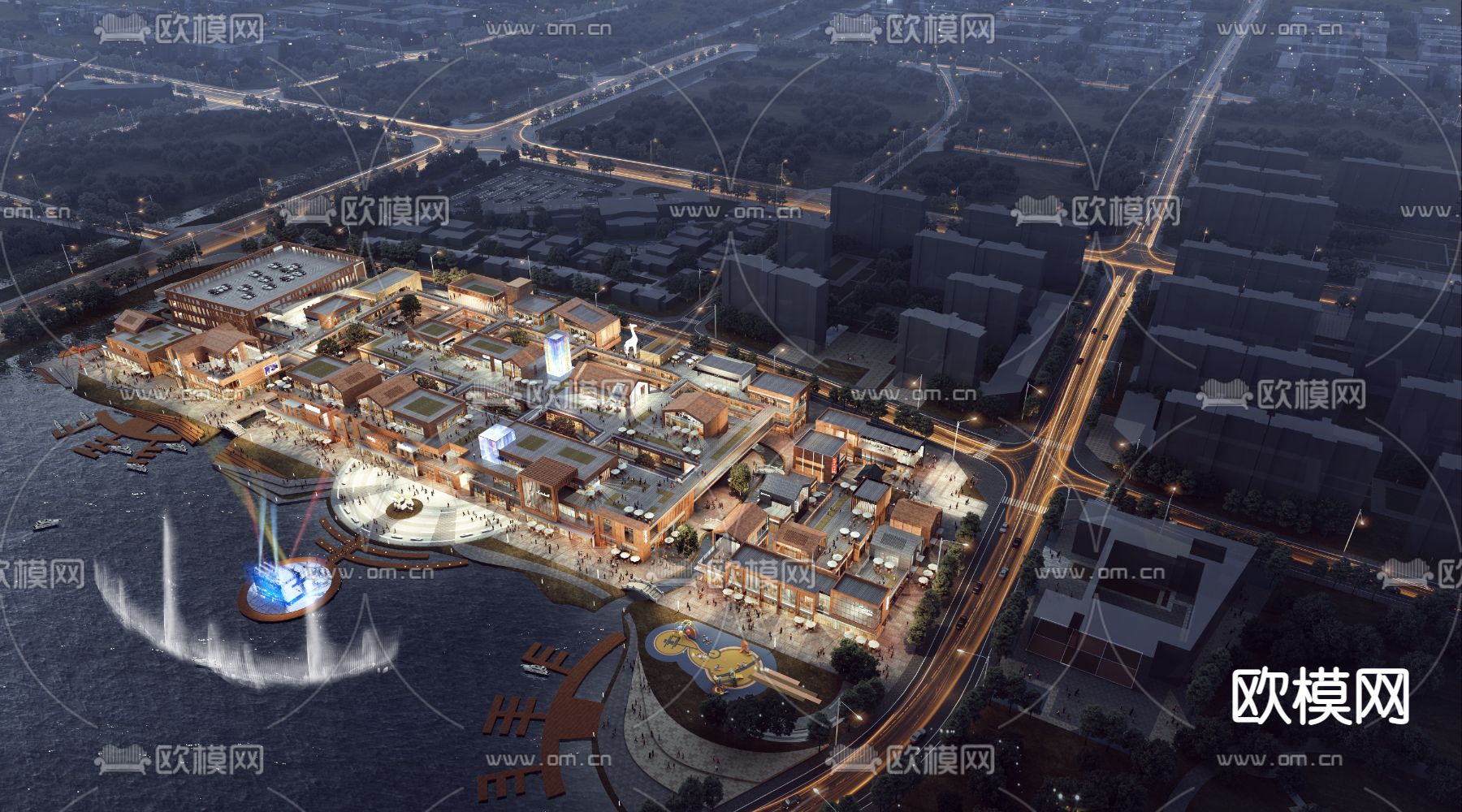 现代商业街su模型