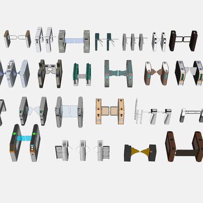 现代翼闸 安检门su模型