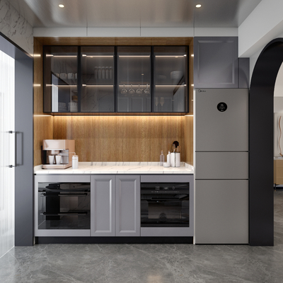  现代橱柜 洗碗机 消毒机su模型 