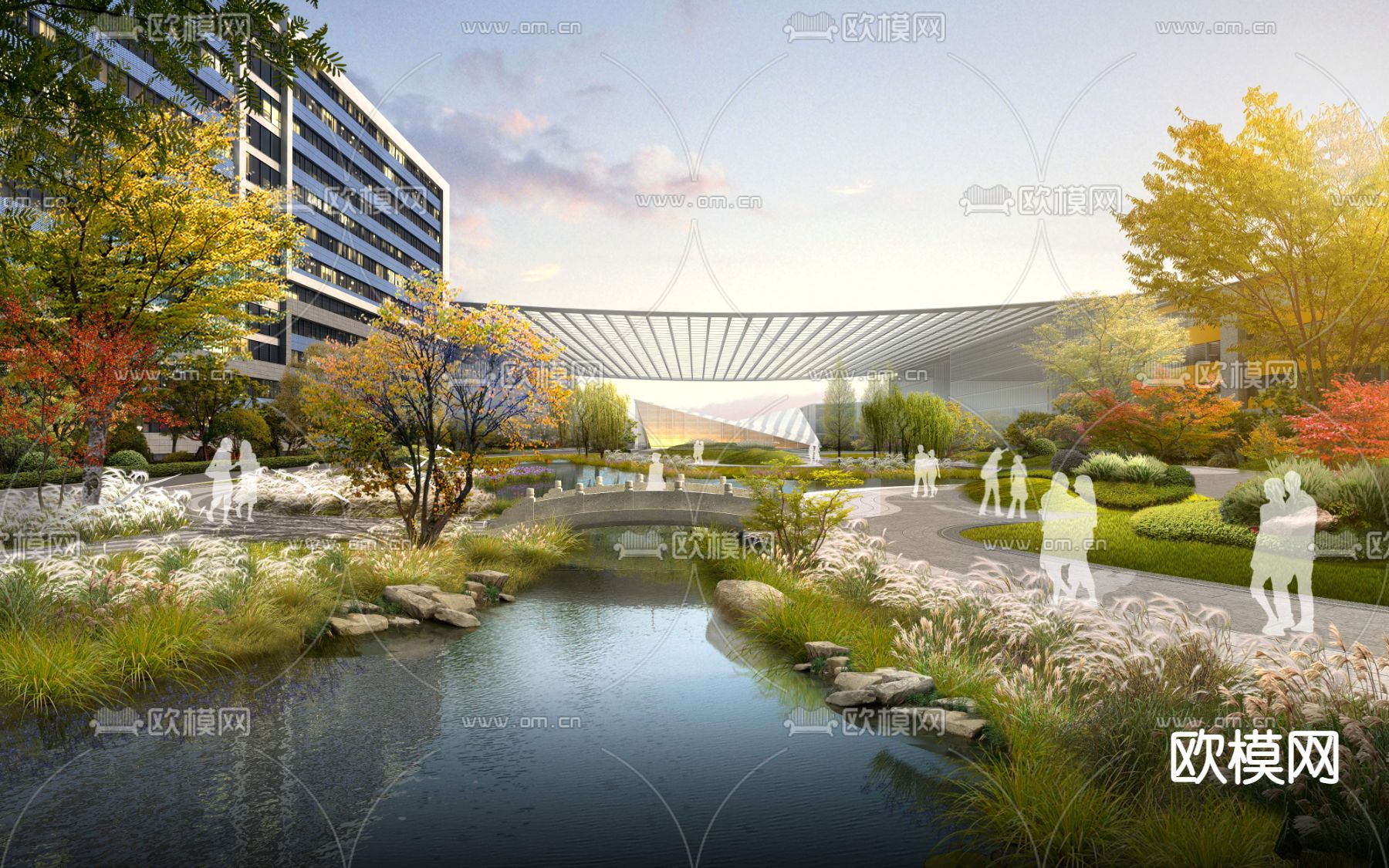 现代公园景观psd下载_ID12188546_3dmax免费模型-欧模网