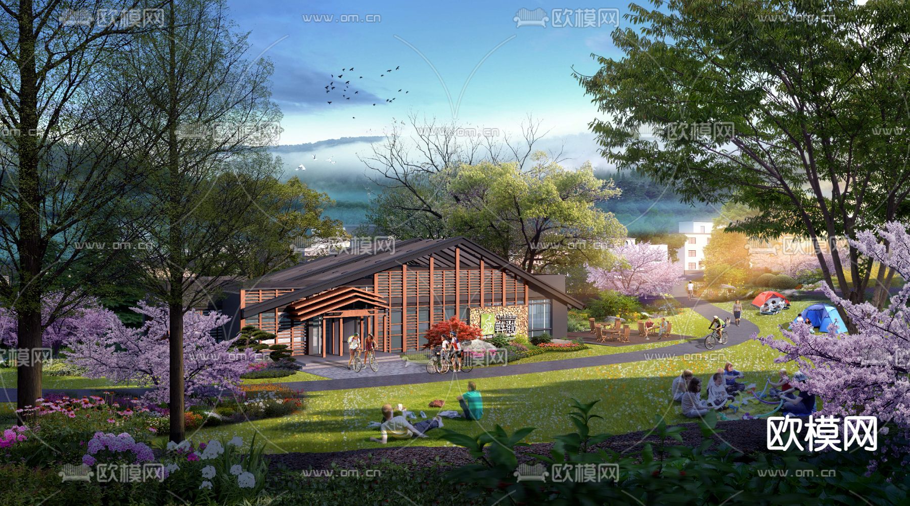 现代驿站外观psd下载