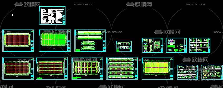 钢结构厂房cad施工图下载（渲染图4）