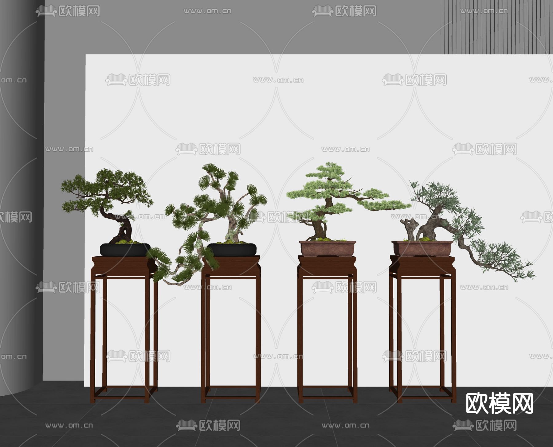 新中式植物盆栽 盆景su模型下载（渲染图2）