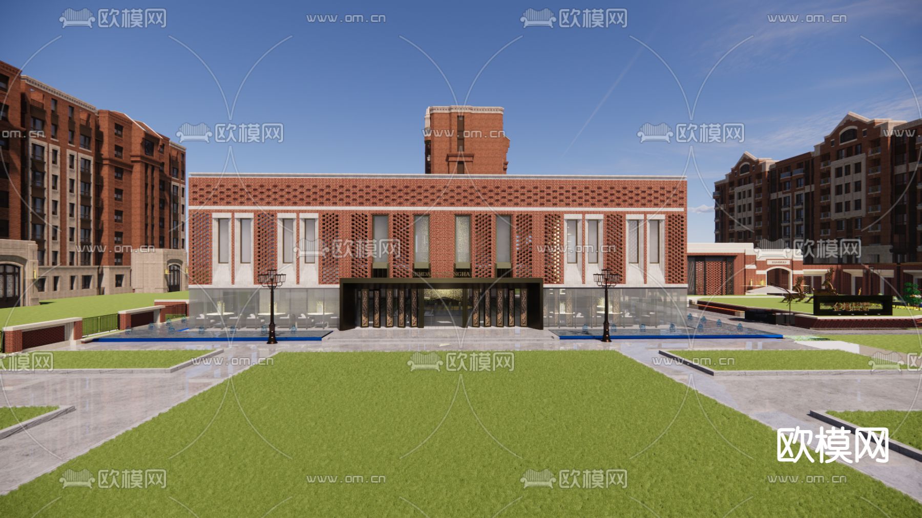 欧式售楼处外观su模型下载（渲染图1）