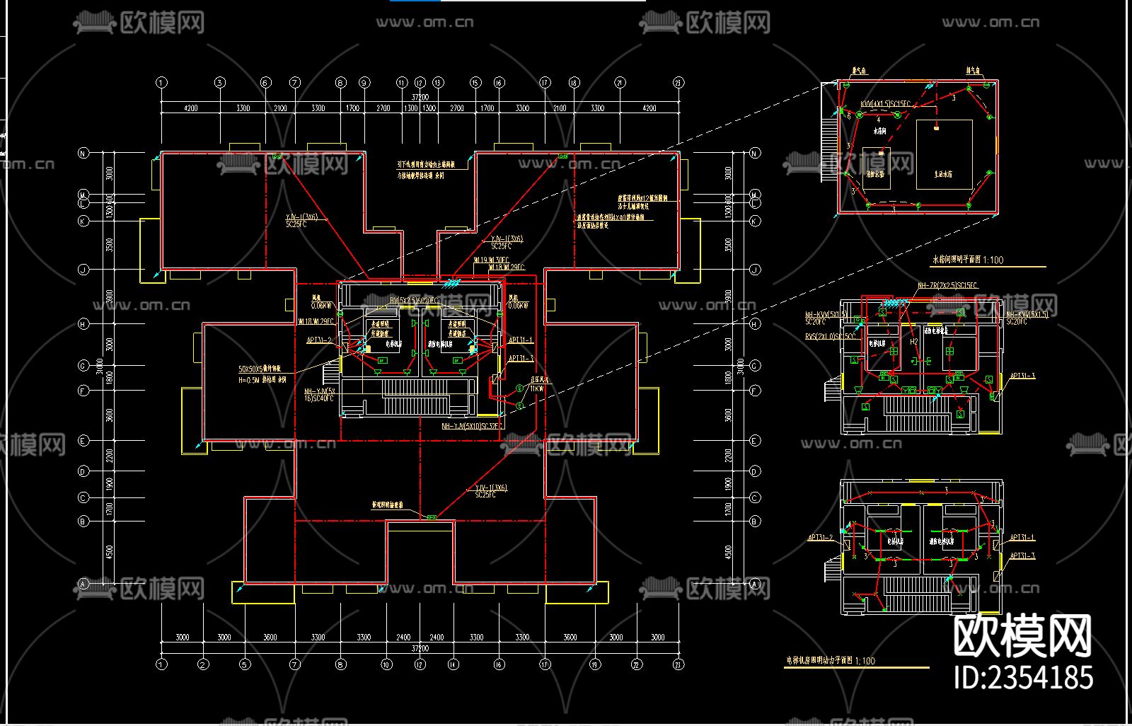 三十层住宅电气cad施工图下载（渲染图2）