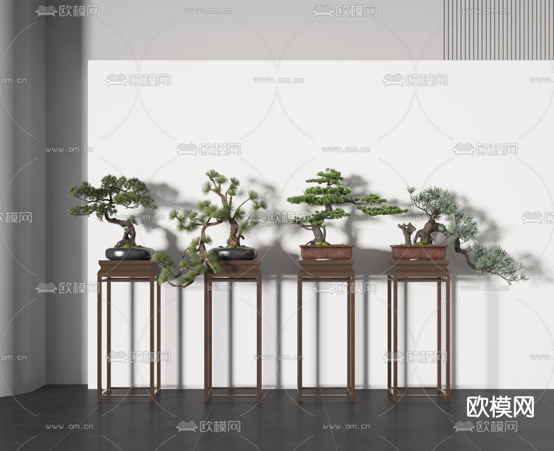新中式植物盆栽 盆景su模型下载（渲染图1）