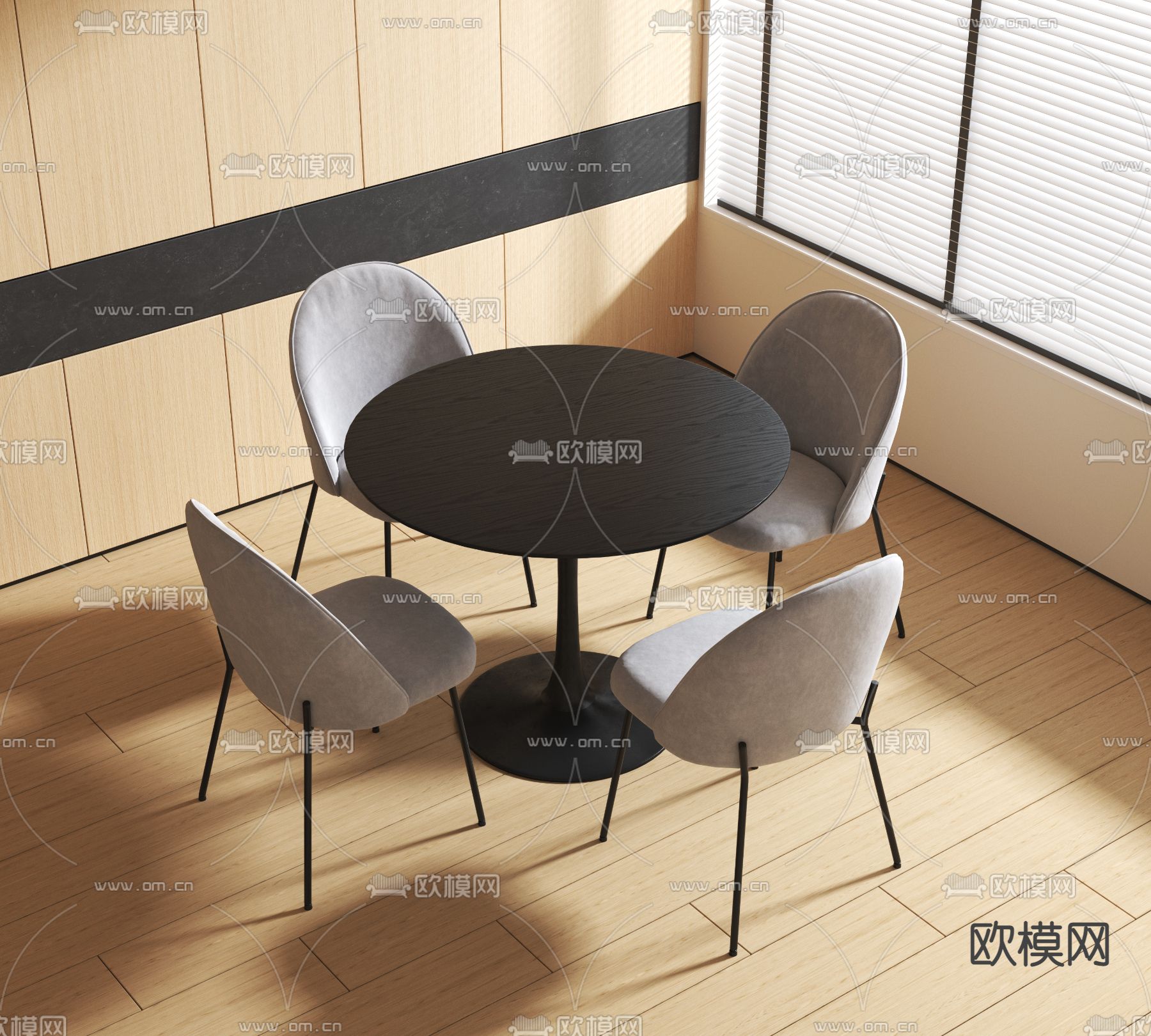 圆形休闲桌椅3d模型下载