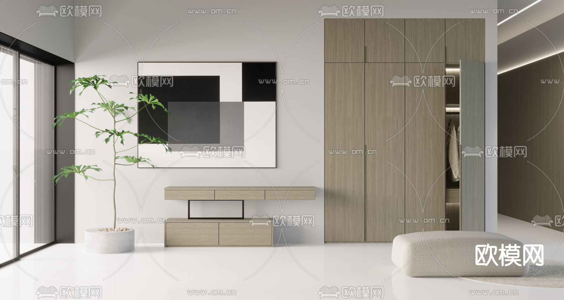 现代入户玄关免费3d模型下载