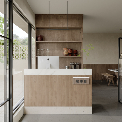  现代中餐厅收银台su模型 