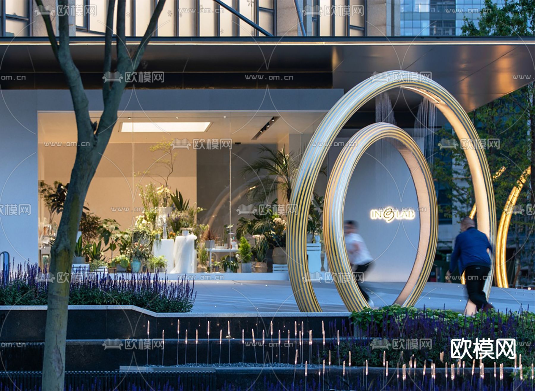 现代商业街su模型下载（渲染图2）