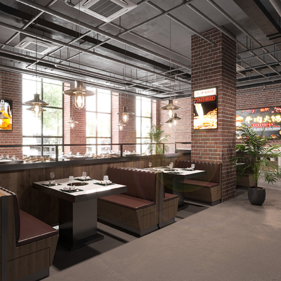  现代火锅店su模型 