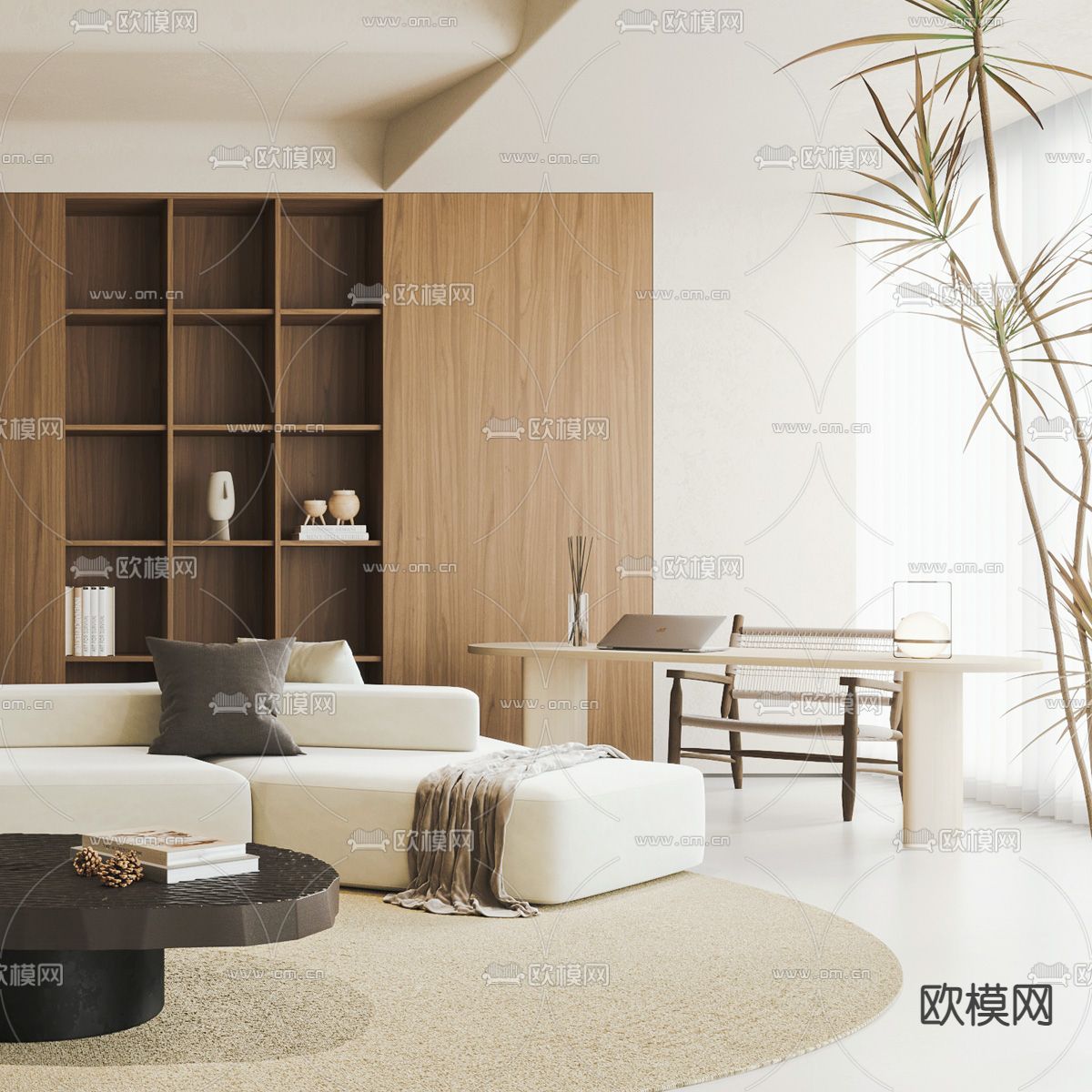 极简风客厅3d模型下载（渲染图3）