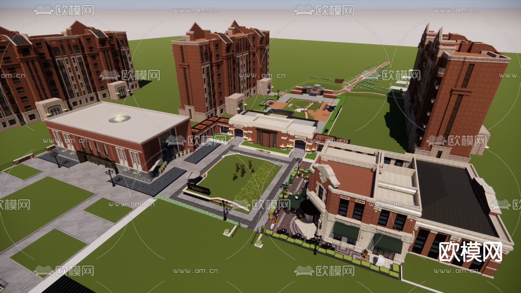 欧式售楼处外观su模型下载（渲染图3）