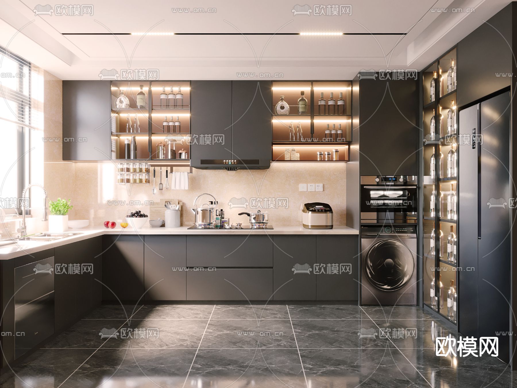 暗黑风厨房3d模型下载