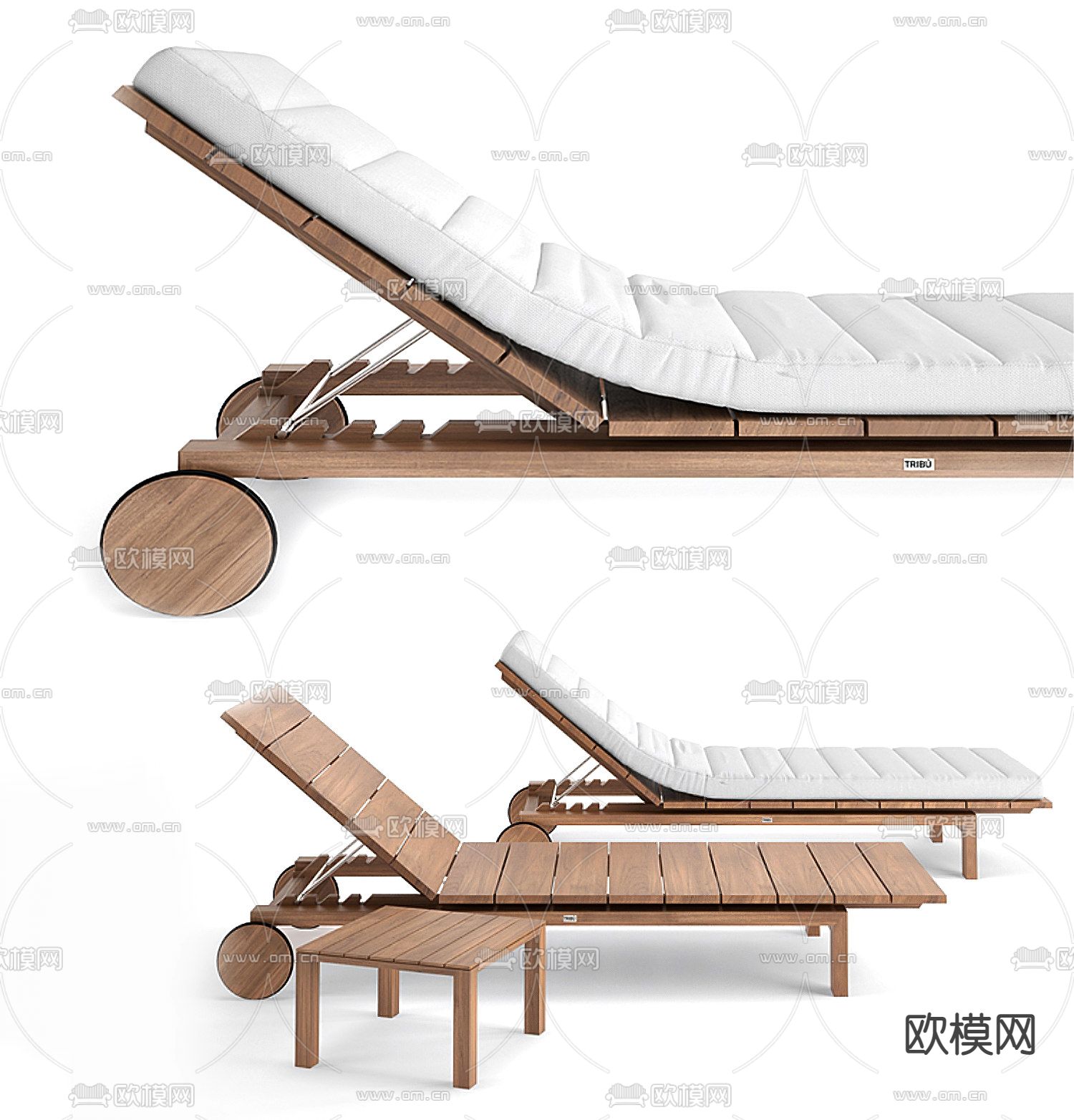 实木躺椅  户外椅3d模型下载