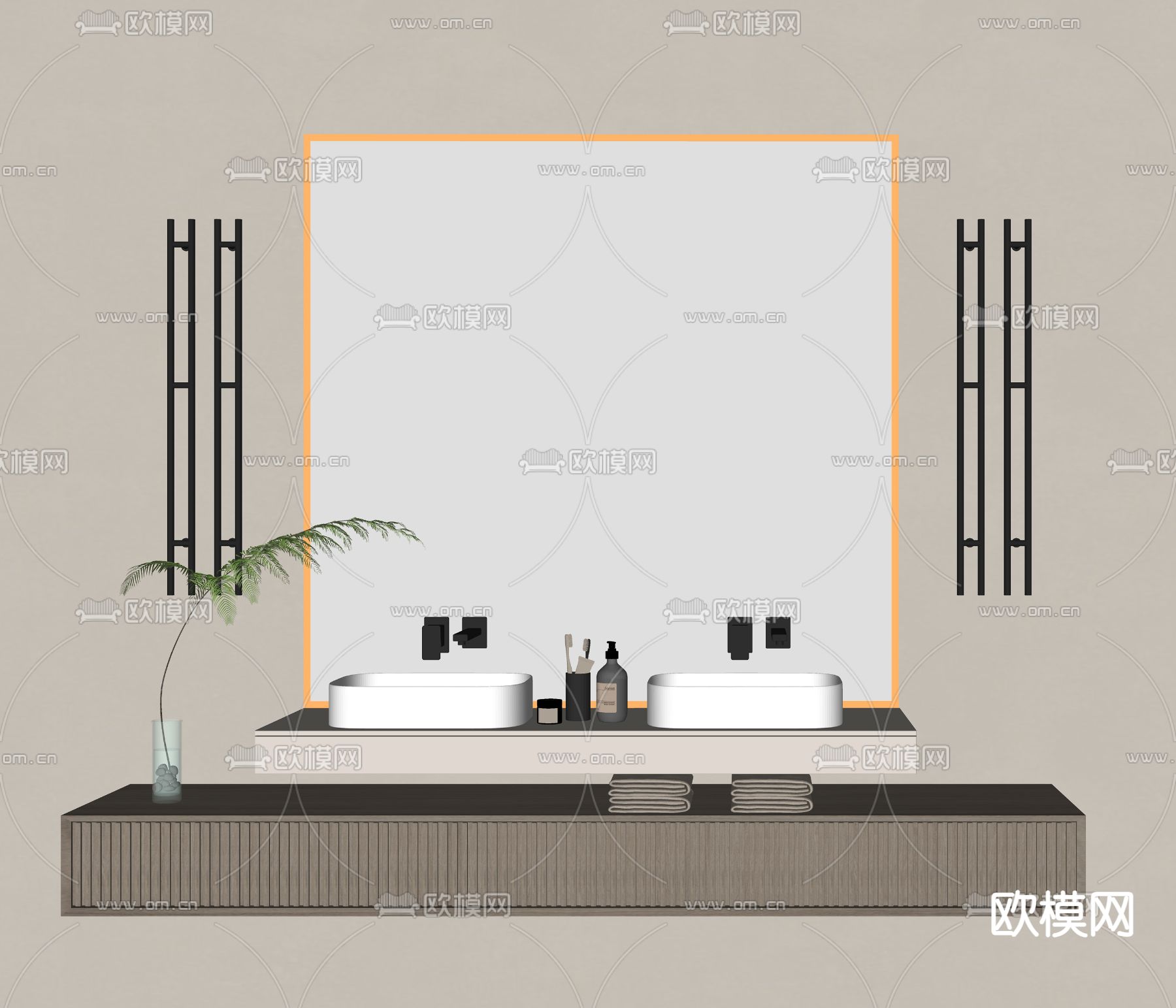 轻奢浴室柜 洗手台su模型下载（渲染图2）