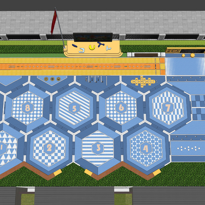  现代儿童活动场地su模型 