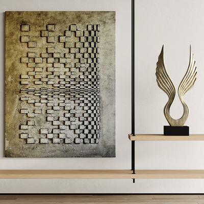 现代抽象画 挂画su模型