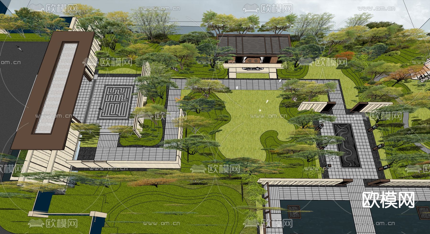 现代售楼部鸟瞰su模型下载（渲染图2）