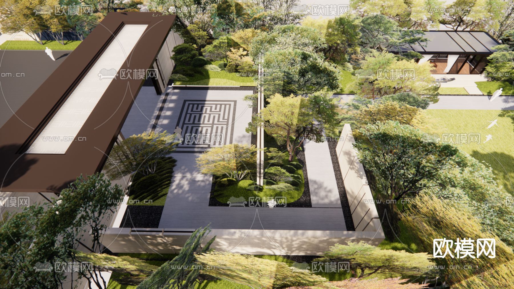 现代售楼部鸟瞰su模型下载（渲染图1）